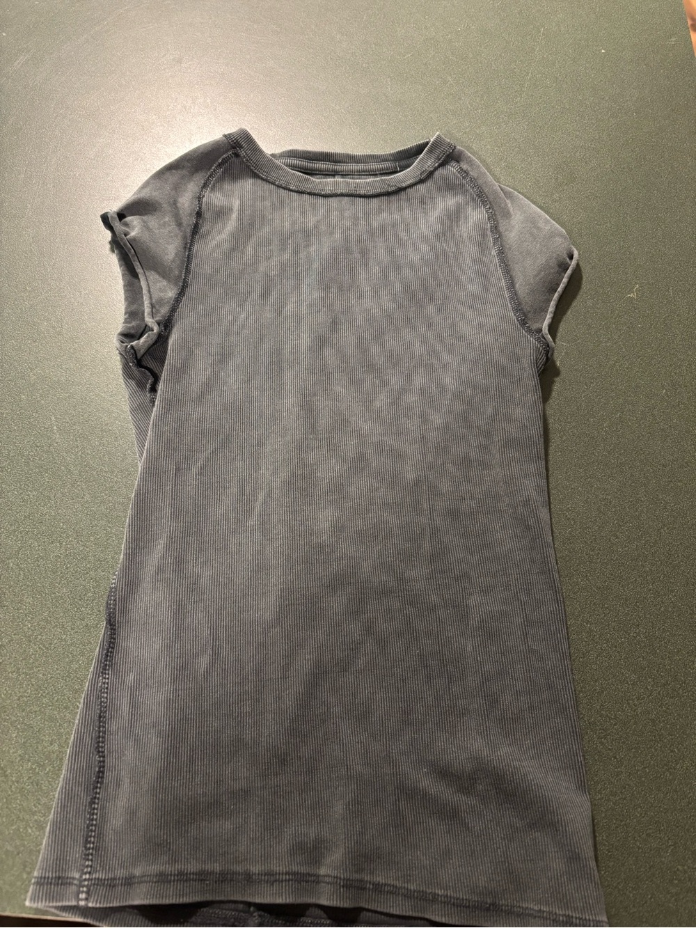 Free People Washed Charcoal Short Sleeve Tee